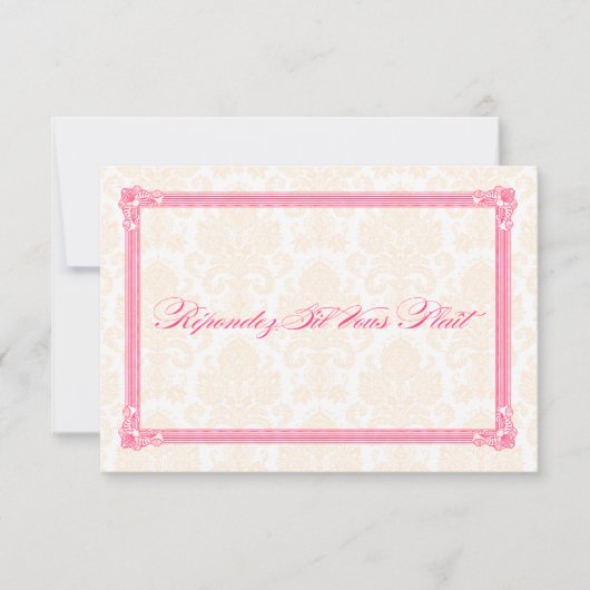 Poster de mariage rose et orange Damas RSVP (Devant)