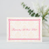 Poster de mariage rose et orange Damas RSVP (Debout devant)