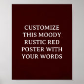 Poster de mariage traditionnel rouge foncé rustiqu (Devant)