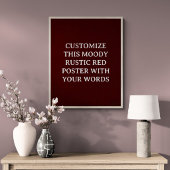 Poster de mariage traditionnel rouge foncé rustiqu