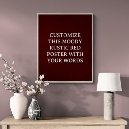 Poster de mariage traditionnel rouge foncé rustiqu