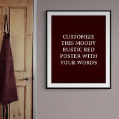 Poster de mariage traditionnel rouge foncé rustiqu