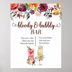 Poster de Marsala Floral Bloody et Bubbly Bar