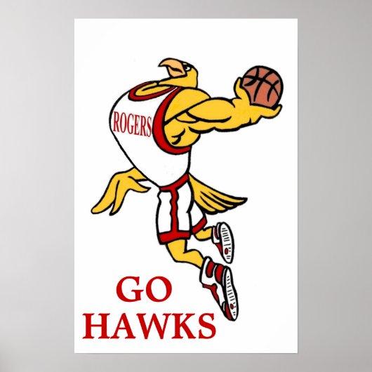 Poster de mascotte de basketball Rogers GHawk - Gr (Devant)