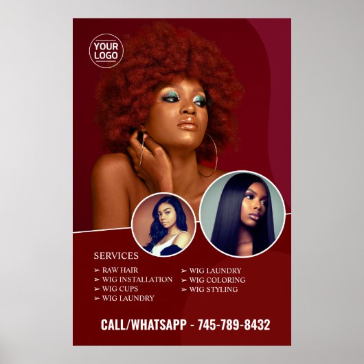 Poster de matte modifiable des services de salon (Devant)