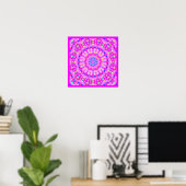 Poster de méditation kaléidoscope rose avec bordur (Bureau à domicile)