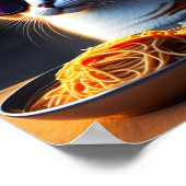 Poster de mème de chat Manger Spaghetti (Coin)