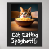 Poster de mème de chat Manger Spaghetti (Devant)