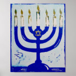 Poster de Menorah, 8 x 10 pouces<br><div class="desc">Cette menorah vient d'une de mes impressions de linocut originales !</div>