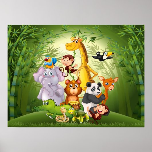 Poster de mignons animaux de la jungle (Devant)