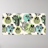 Poster De mignons cactus en fleurs. Patch transparent à m (Devant)
