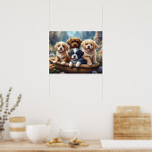 Poster De mignons chiots dans un panier (Cuisine)