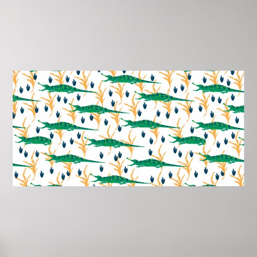 Poster De mignons crocodiles sans couture motif. Animaux (Devant)