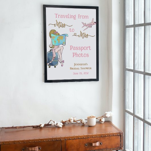 Poster De Miss à Mrs Voyage de Fête de Mariage pour Futur