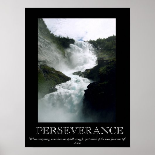 Poster de motivation de la chute d'eau de persévér (Devant)