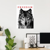 Poster de motivation Freedom Grey Wolf Imprimer (Bureau à domicile)