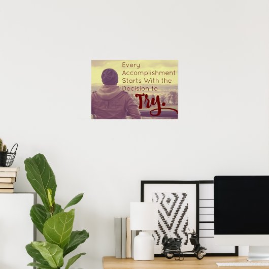 Poster de motivation pour "Essayer" (Bureau à domicile)