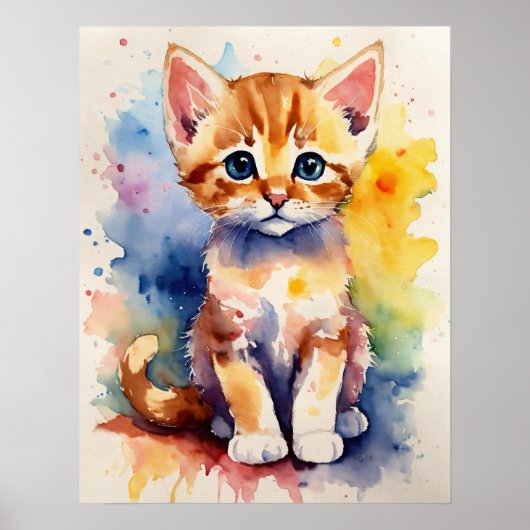 Poster de mur d'aquarelle Kitten (Devant)