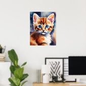 Poster de mur d'aquarelle Kitten (Bureau à domicile)