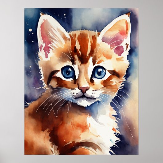 Poster de mur d'aquarelle Kitten (Devant)