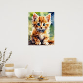 Poster de mur d'aquarelle Kitten (Cuisine)