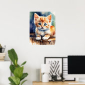 Poster de mur d'aquarelle Kitten (Bureau à domicile)