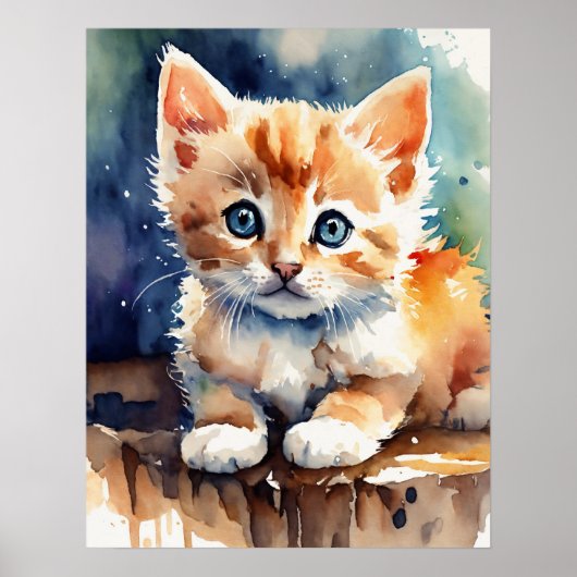 Poster de mur d'aquarelle Kitten (Devant)