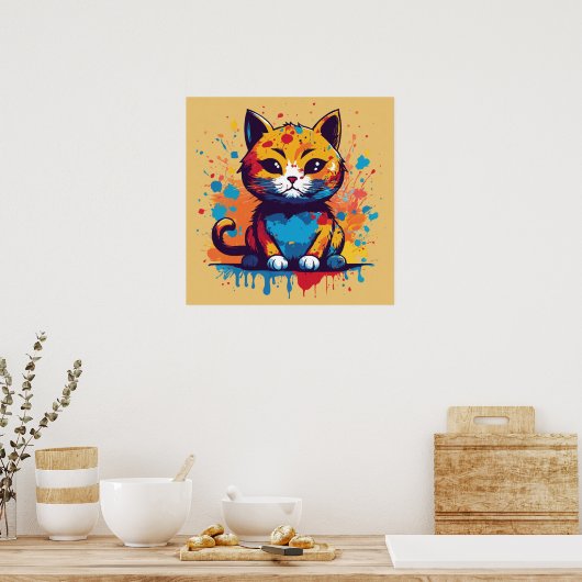 Poster de mur d'aquarelle Kitten (Cuisine)
