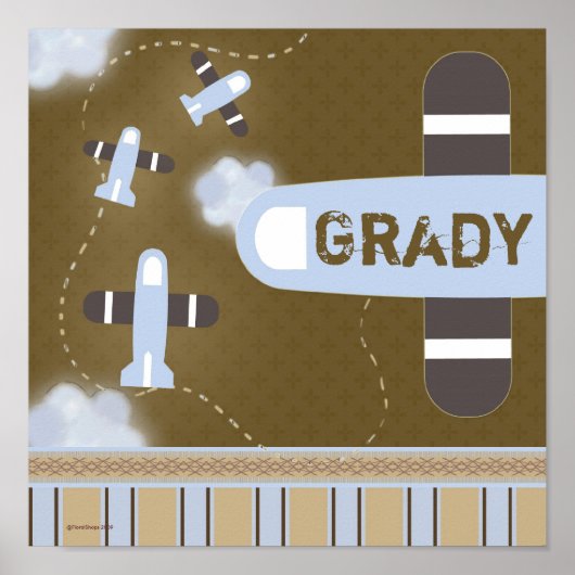 Poster de mur d'avion de la chambre du garçon (Devant)