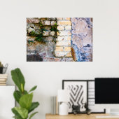 Poster de mur en briques rose et jaune HDR (Bureau à domicile)