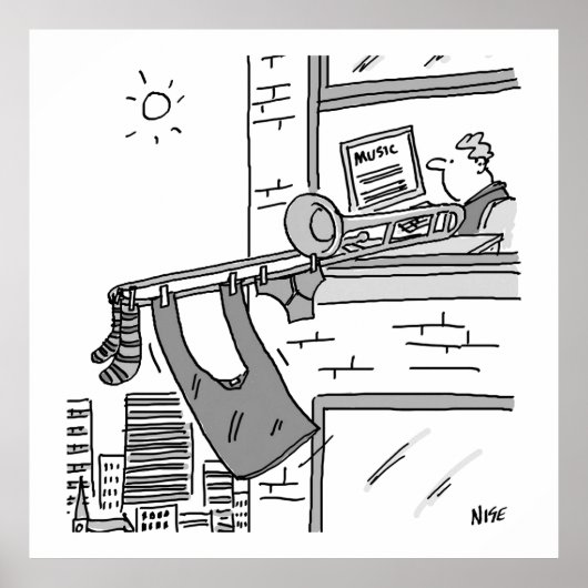 Poster de musicien Drôle Joueur de Trombone (Devant)