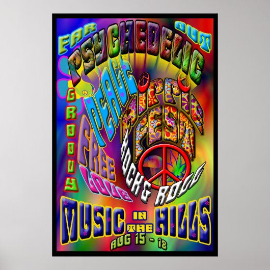Poster de musique Psychedelic Hippiefest (Devant)