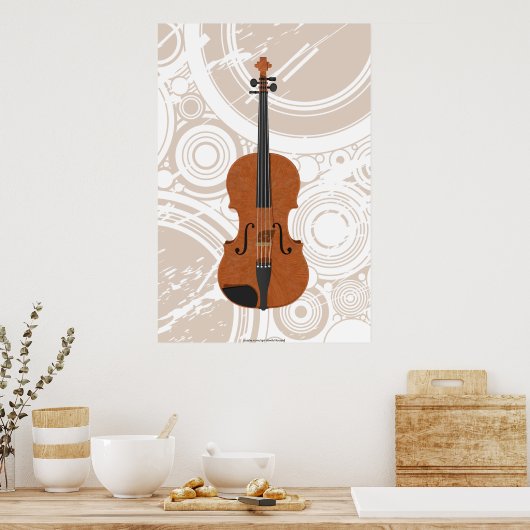 Poster de musique : Violon 3D Modèle & Cercles (Cuisine)