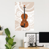 Poster de musique : Violon 3D Modèle & Cercles (Bureau à domicile)
