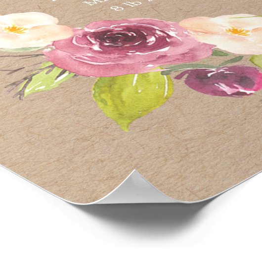 Poster de naissance de bébé personnalisé kraft flo (Coin)