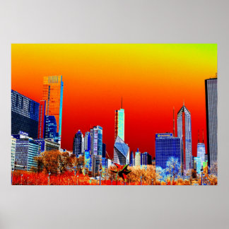 Poster de Neon Chicago Skyline Fine Art