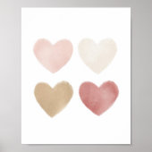 Poster de Neutral Watercolor Hearts Nursery (Devant)