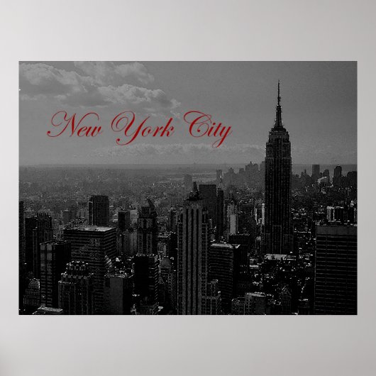 Poster de New York City Old Script Imprimer (Devant)