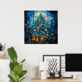 Poster de Noël bleu verre (Bureau à domicile)
