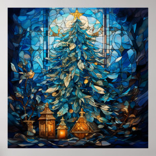 Poster de Noël bleu verre
