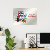 Poster de Noël coloré Chouette de Noël (Bureau à domicile)