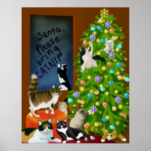Poster de Noël de famille Feline