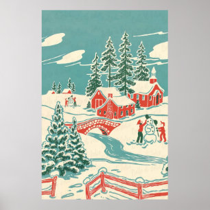 Poster de Noël d'hiver vintage