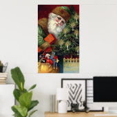 Poster de Noël du Père Noël vintage Imprimer (Bureau à domicile)