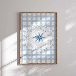 Poster de Noël En vichy étoile bleue