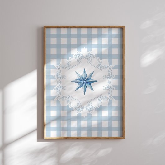 Poster de Noël En vichy étoile bleue