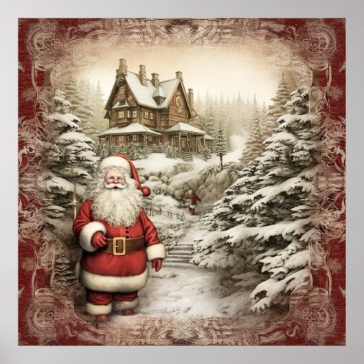 Poster de Noël Festif Holiday Père Noël (Devant)