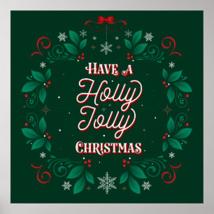 Poster de Noël Holly Jolly 24x24