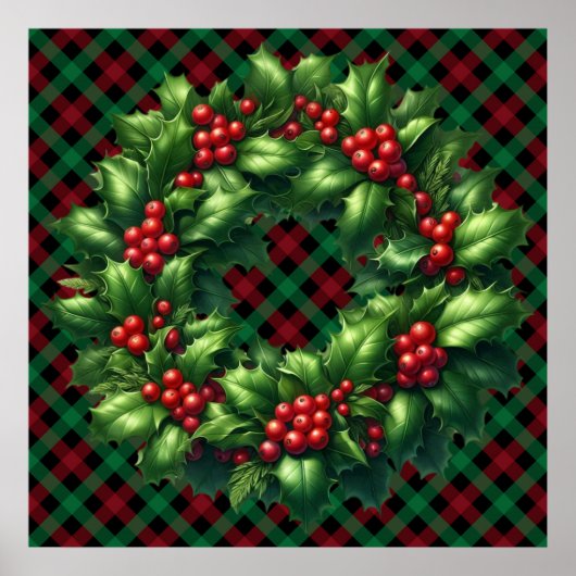 Poster de Noël Holly Wreath (Devant)