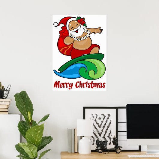 Poster de Noël Island Père Noël Joyeux (Bureau à domicile)